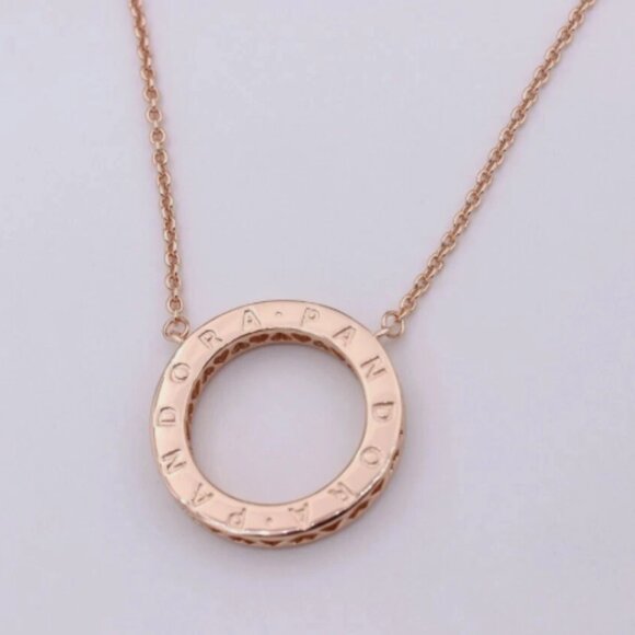 Pandora Rose Gold Circle of Sparkle Hearts of Pandora Necklace - Picture 3 of 5